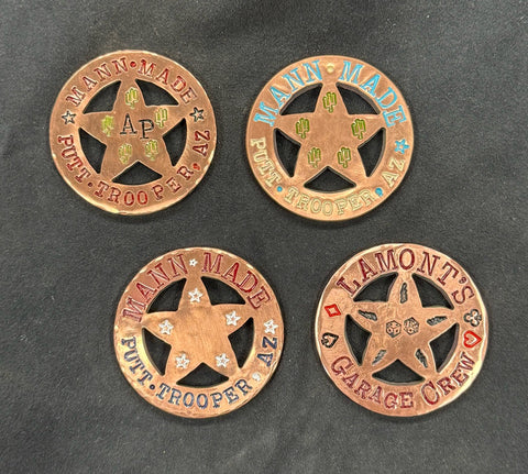 Sheriff Badge Ball Markers, Copper!