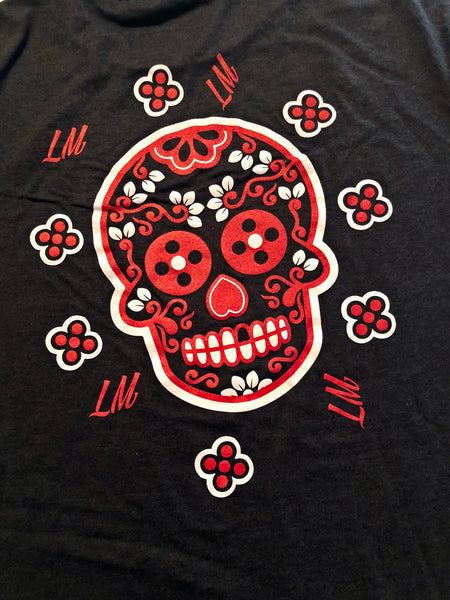 Sugar Skull T-Shirts in Black with Red/White Skull and Logo
